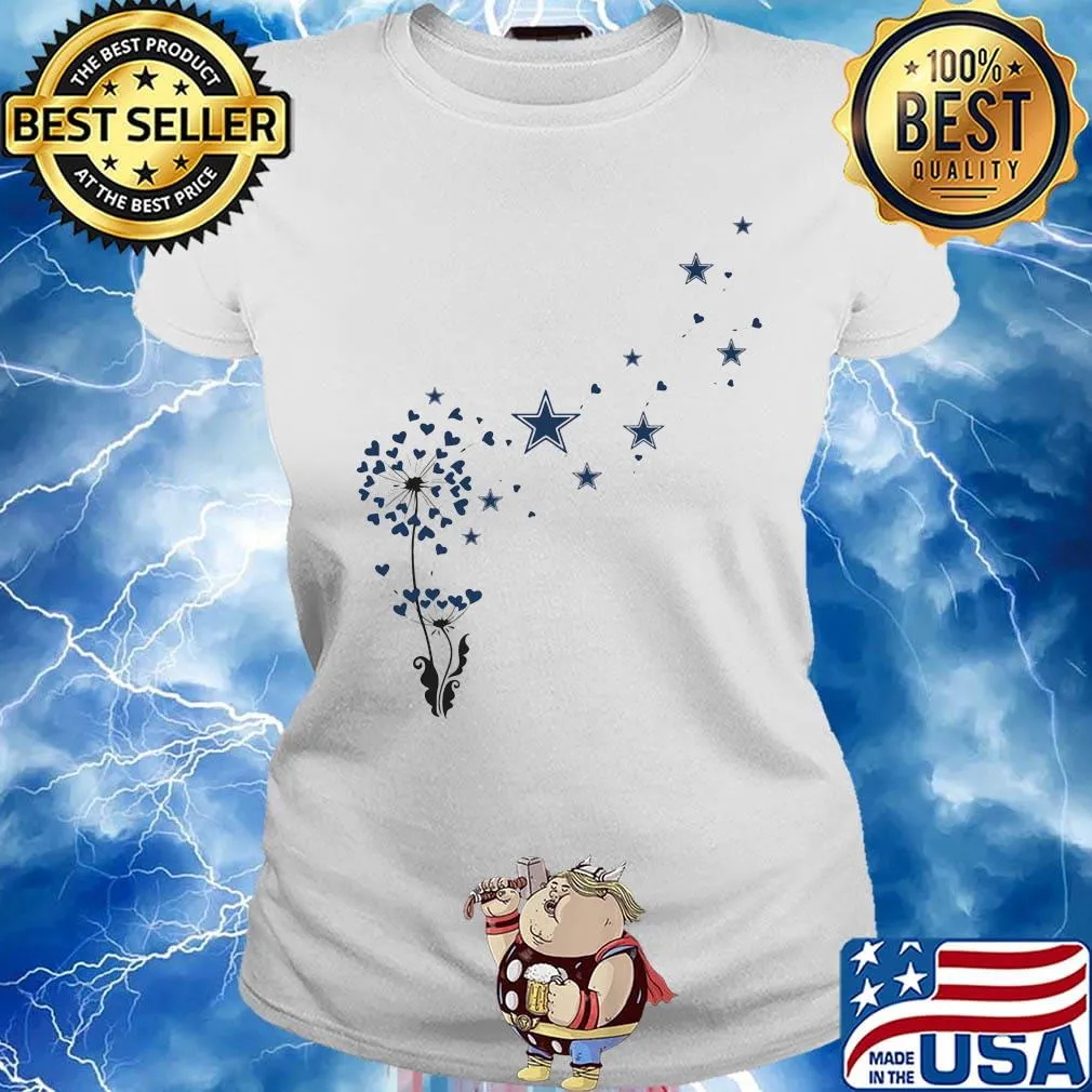 Dandelion flower dallas cowboys football logo hearts s Ladies tee