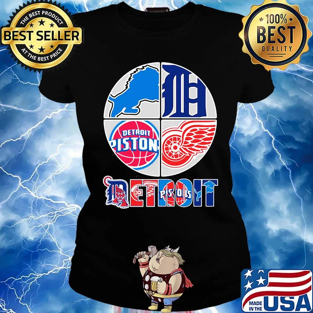 Detroit lions tigers pistons red wings logo s Ladies tee