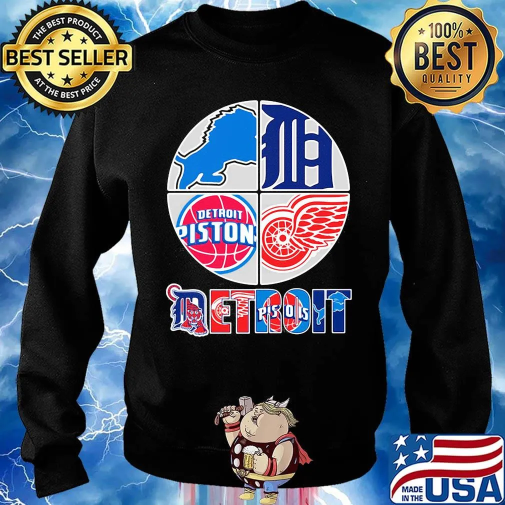 Detroit lions tigers pistons red wings logo s Sweater