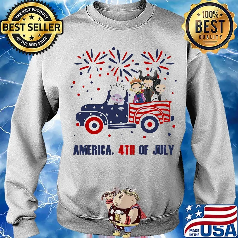 Disney chibi characters driving car firework america 4th of july independence day s Sweater