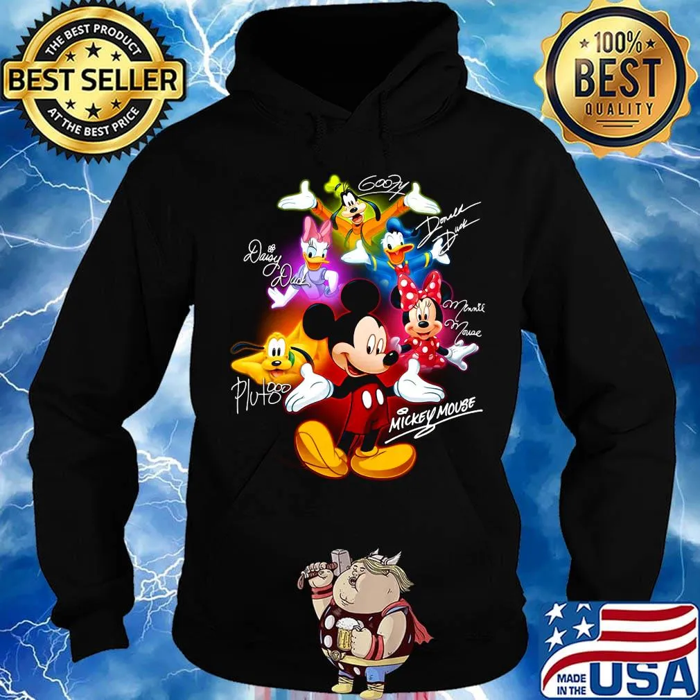Disney mickey mouse cartoon characters signatures s Hoodie
