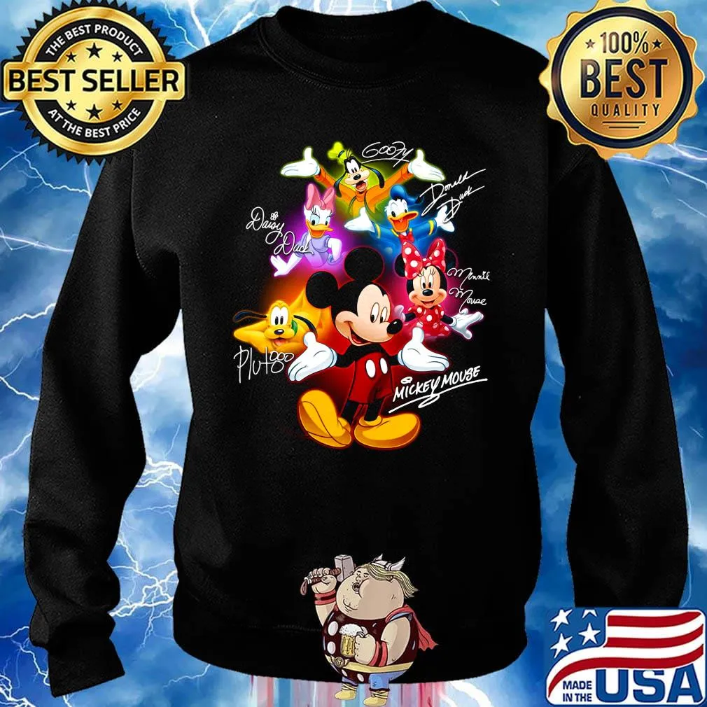Disney mickey mouse cartoon characters signatures s Sweater