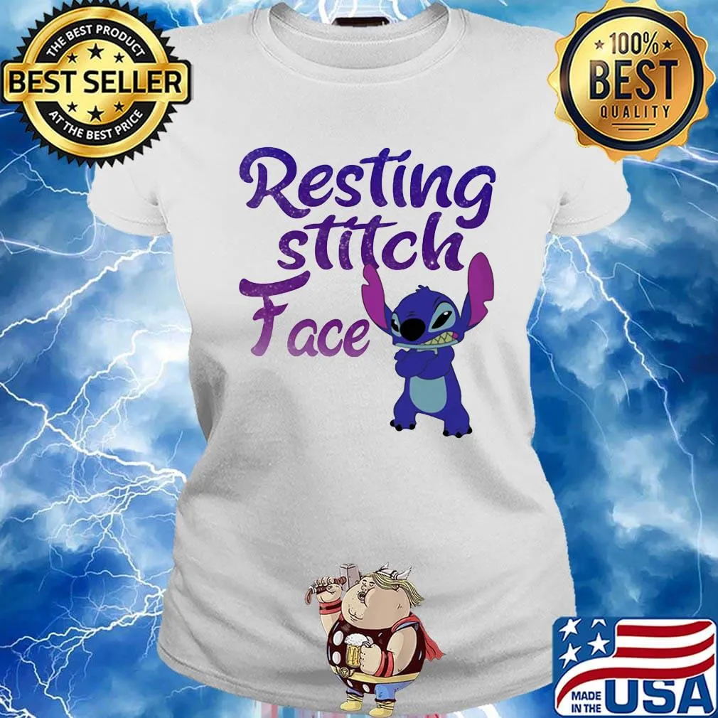 Disney resting stitch face s Ladies tee
