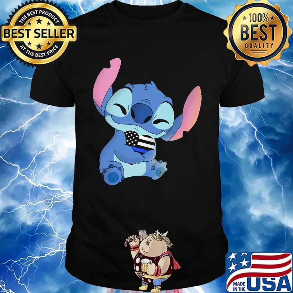 Disney stitch hug heart american flag independence day shirt