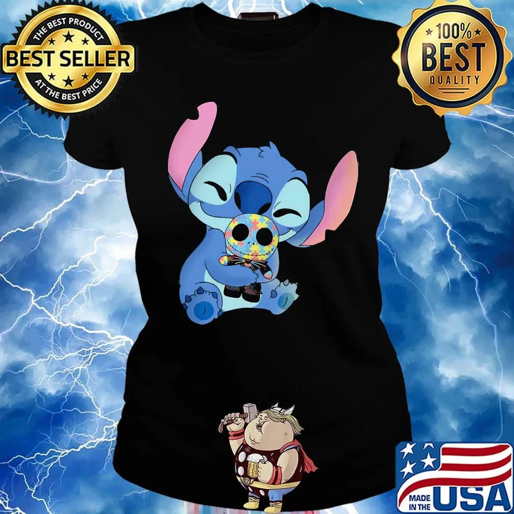 Disney stitch hug jack skellington autism awareness s Ladies tee