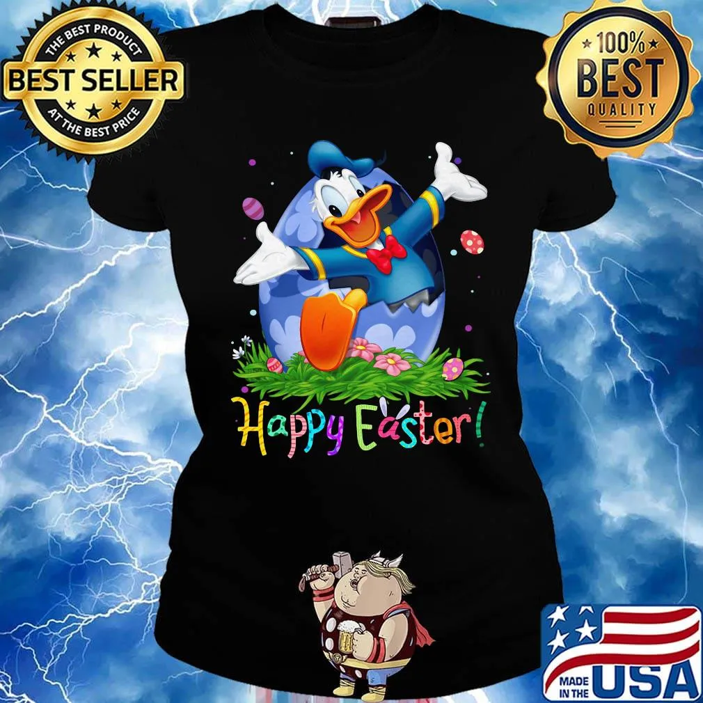 Donald duck happy easter flowers s Ladies tee