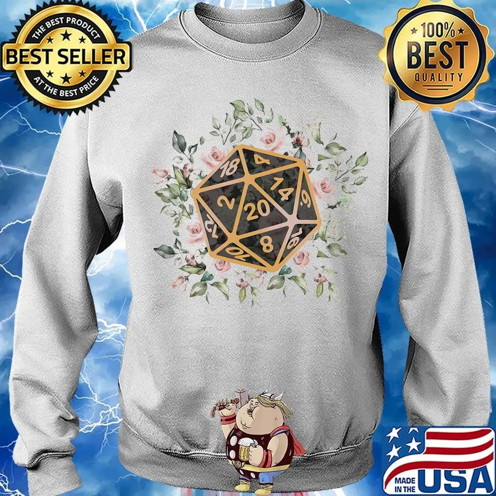Dungeons and Dragons Dice d20 flowers classic s Sweater
