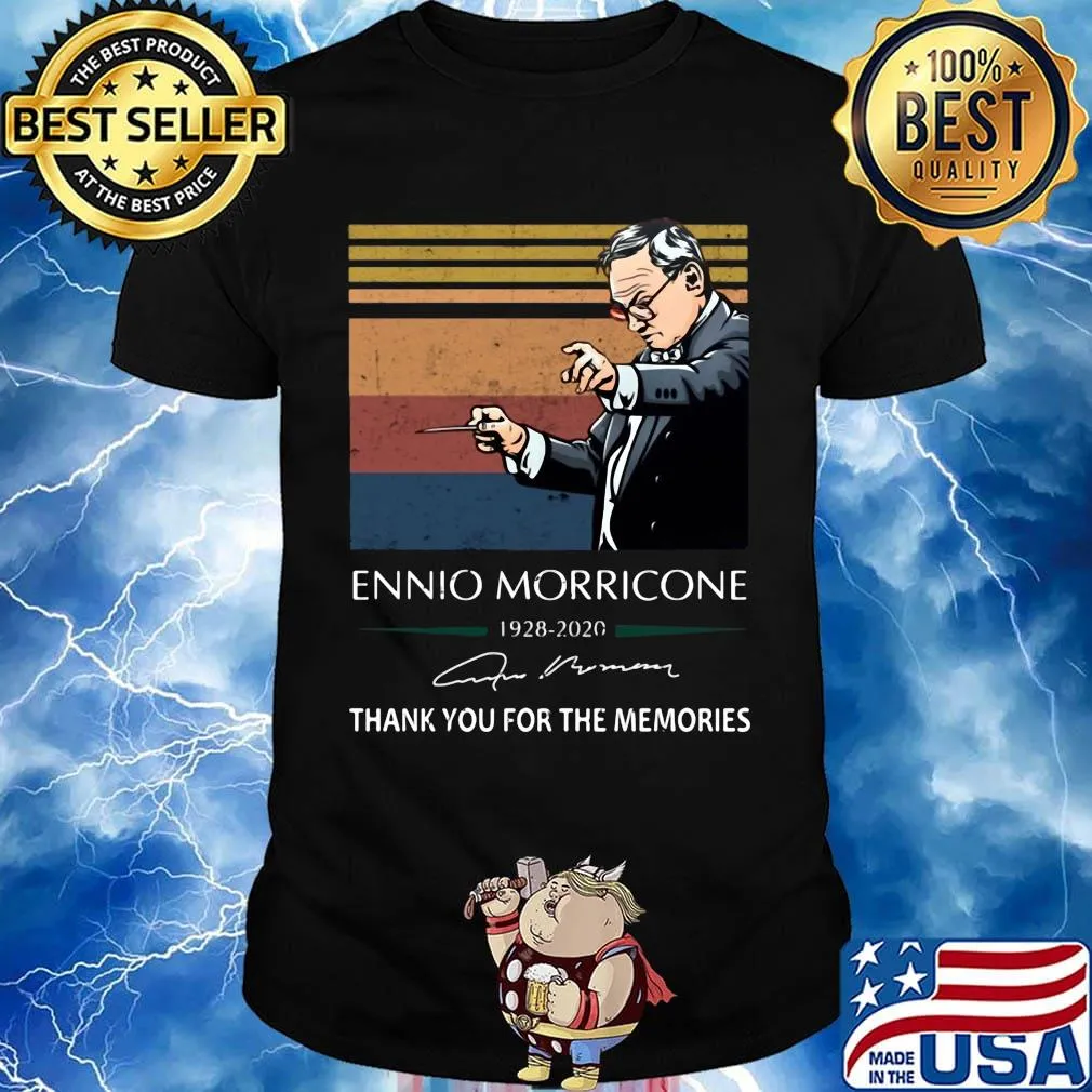 Ennio morricone 1928 2020 thank you for the memories signature vintage retro shirt