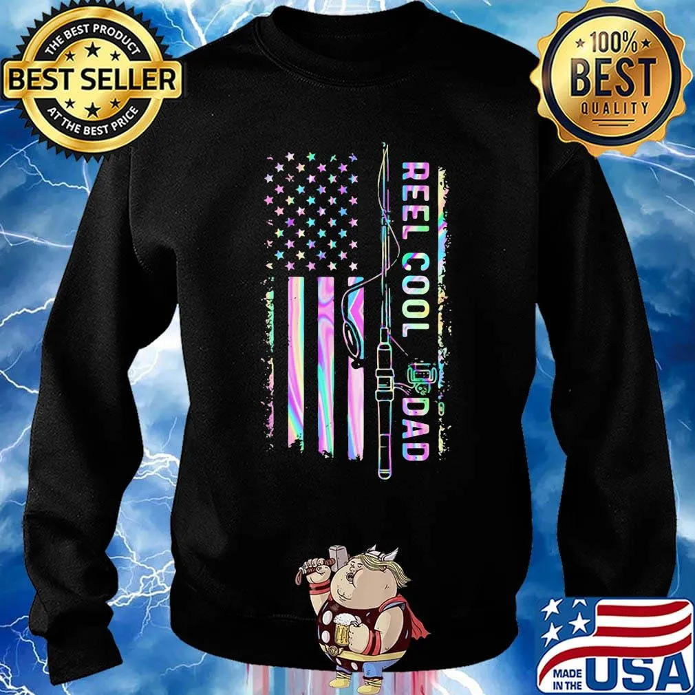 Fishing reel cool dad american flag independence day s Sweater