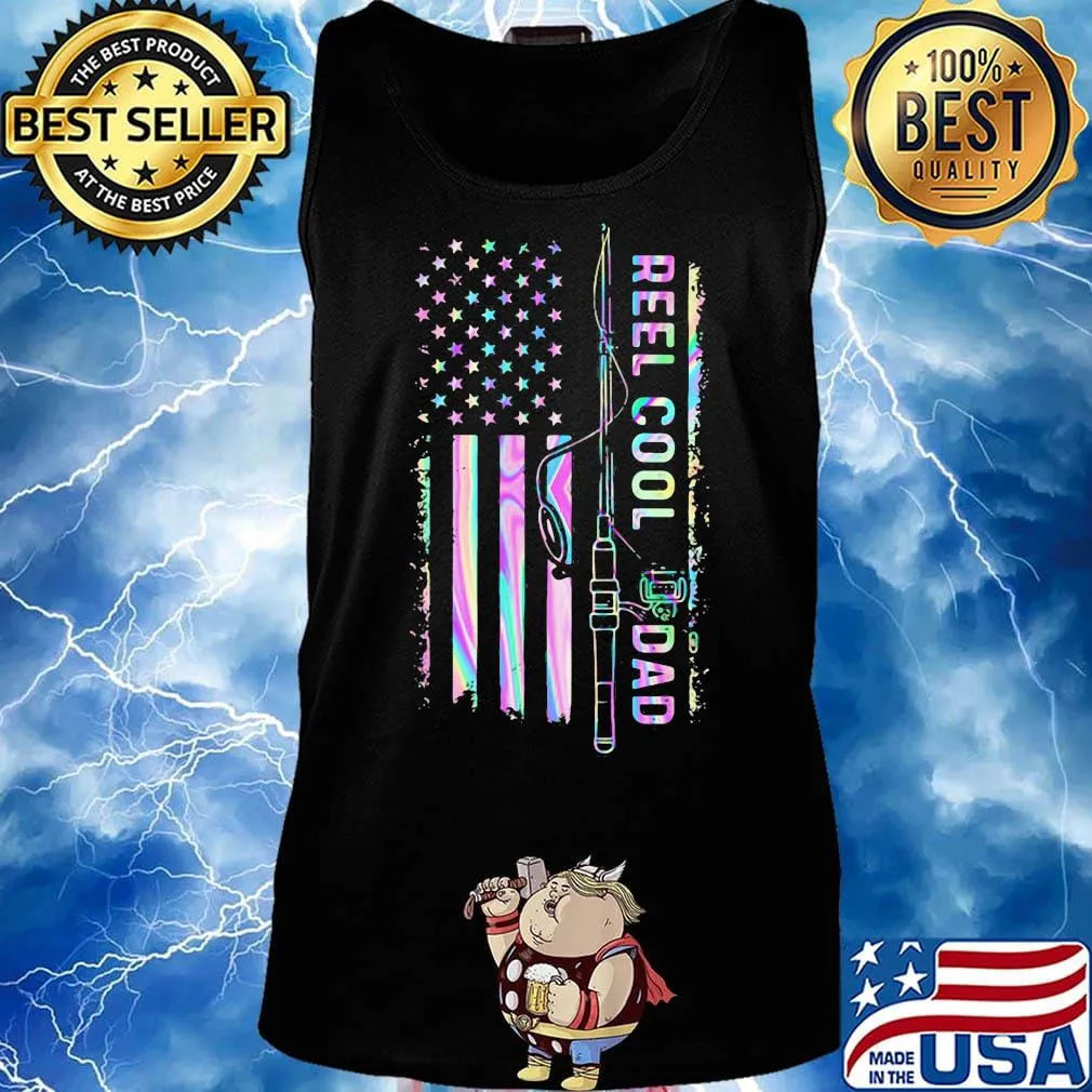 Fishing reel cool dad american flag independence day s Tank top