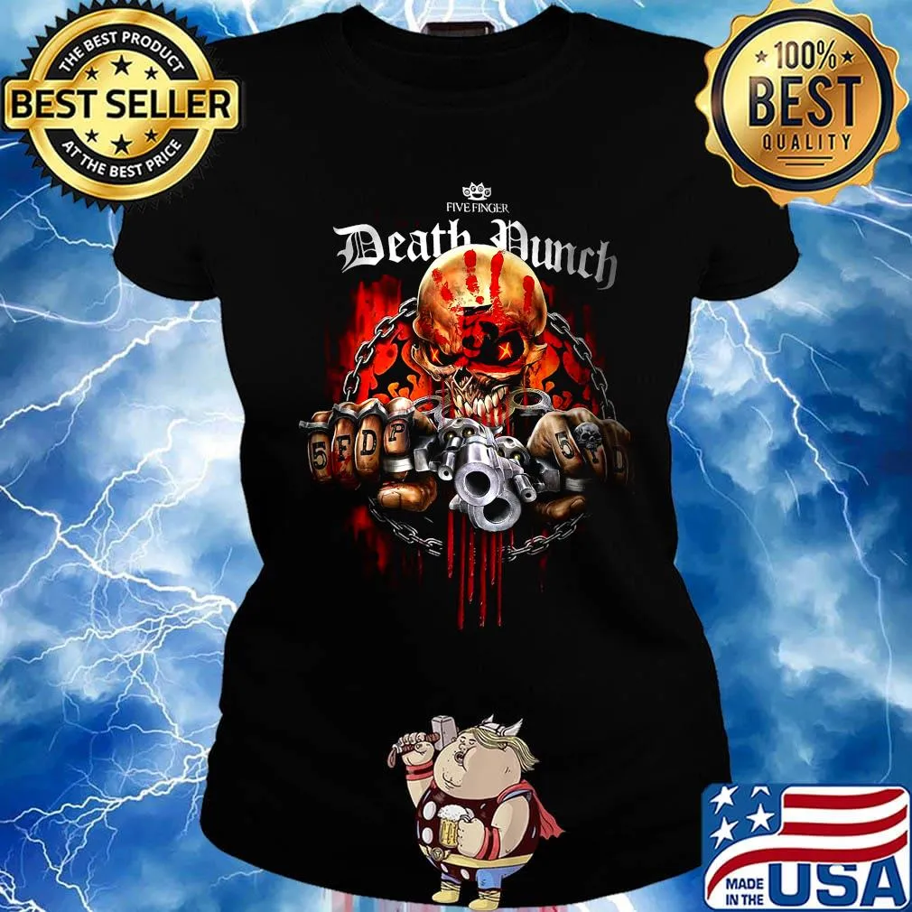 Five finger death punch skull gun s Ladies tee