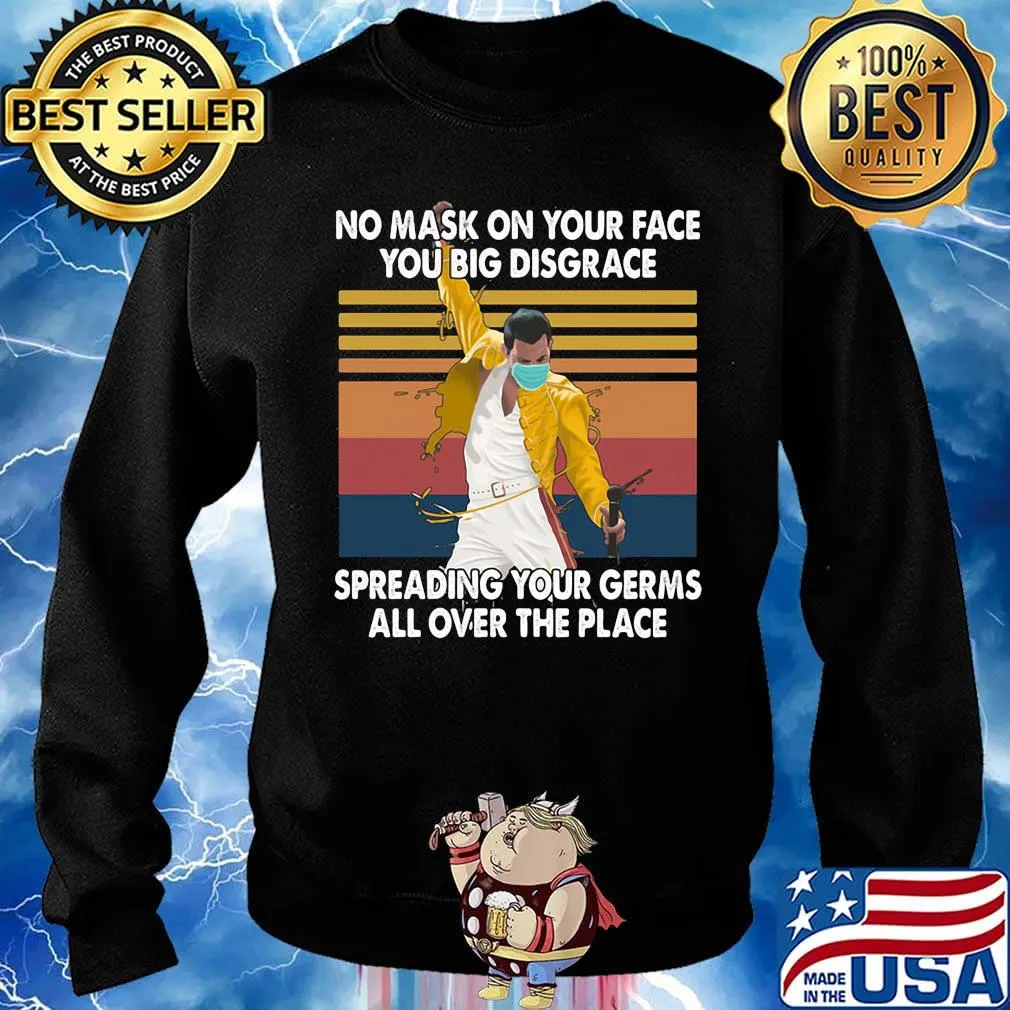 Freddie mercury no mask on your face you big disgrace spreading your germs all over the place vintage retri s Sweater