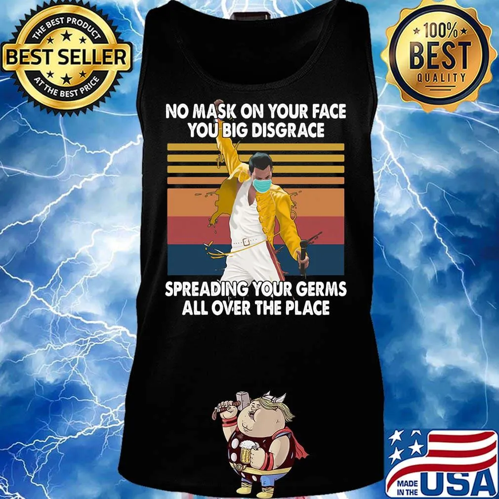 Freddie mercury no mask on your face you big disgrace spreading your germs all over the place vintage retri s Tank top