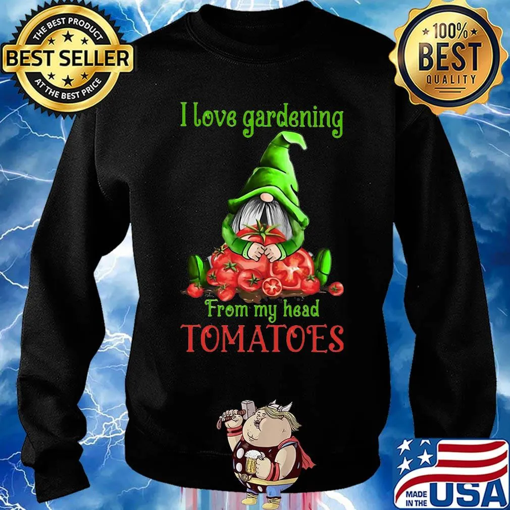 Gnomes i love gardening from my head tomatoes black s Sweater