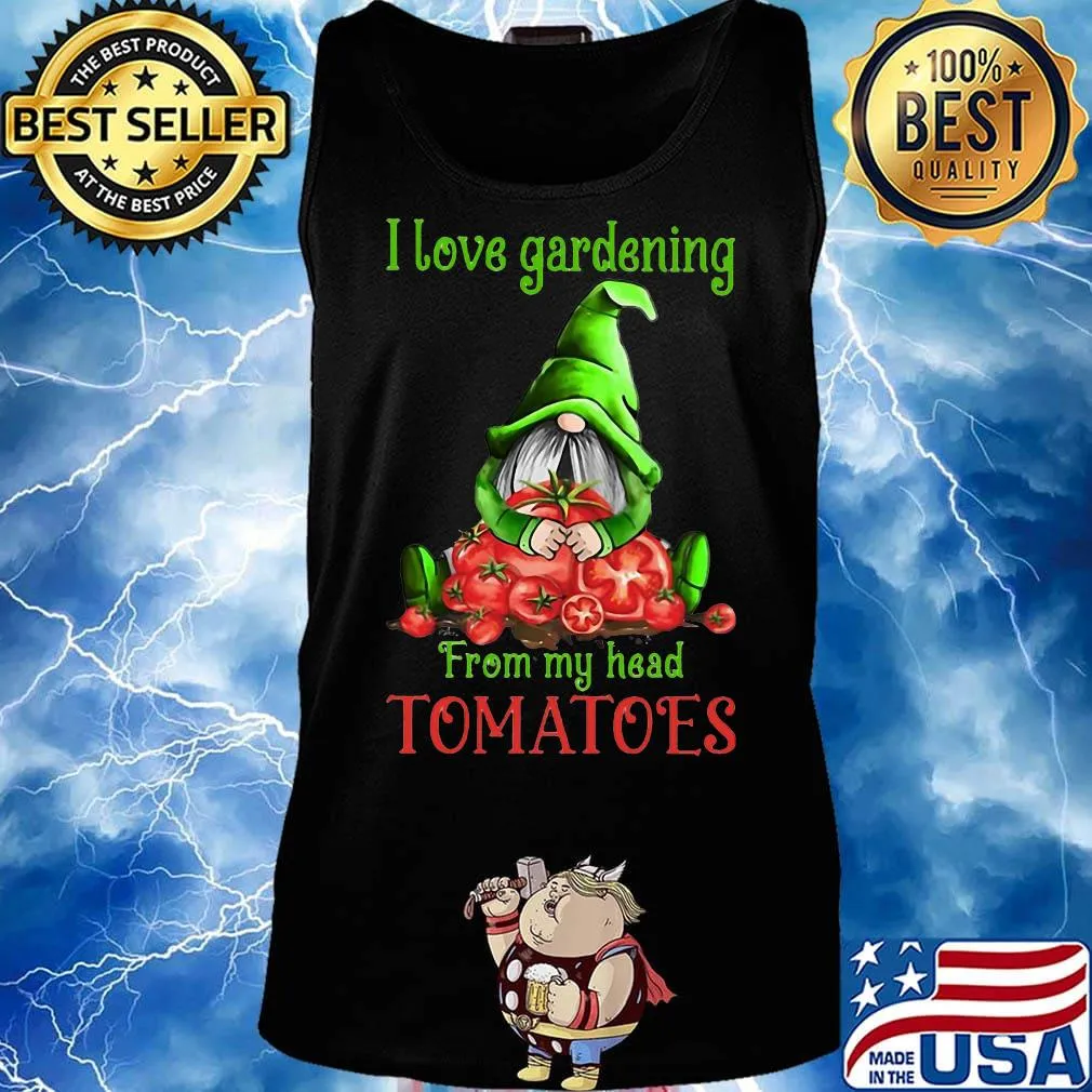 Gnomes i love gardening from my head tomatoes black s Tank top