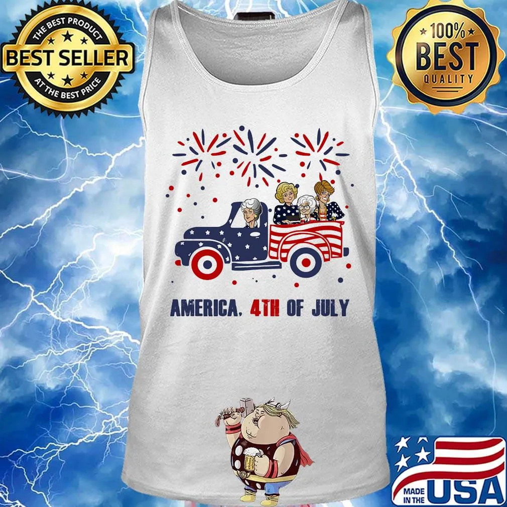 Golden girls characters driving car firework america 4th of july independence day s Tank top