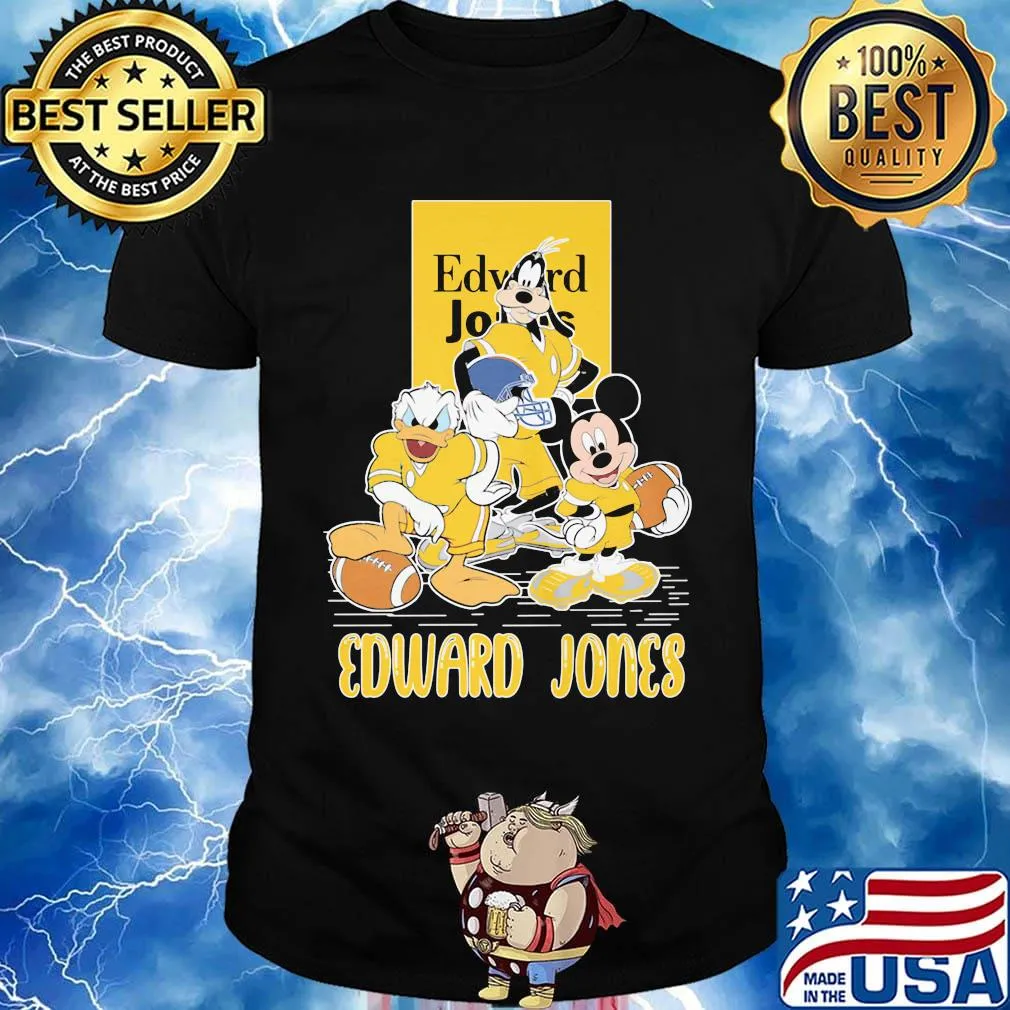 Goofy donald duck and mickey mouse football player edward jones shirt