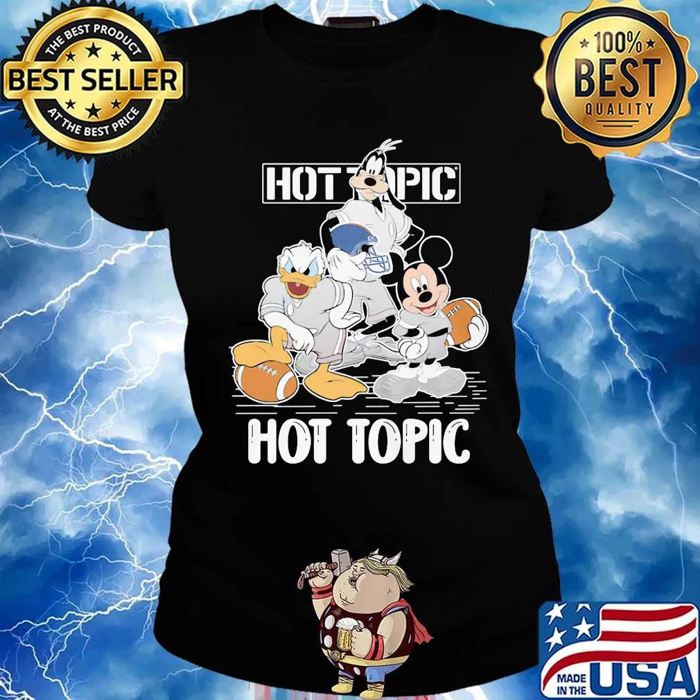 Goofy donald duck and mickey mouse football player hot topic s Ladies tee
