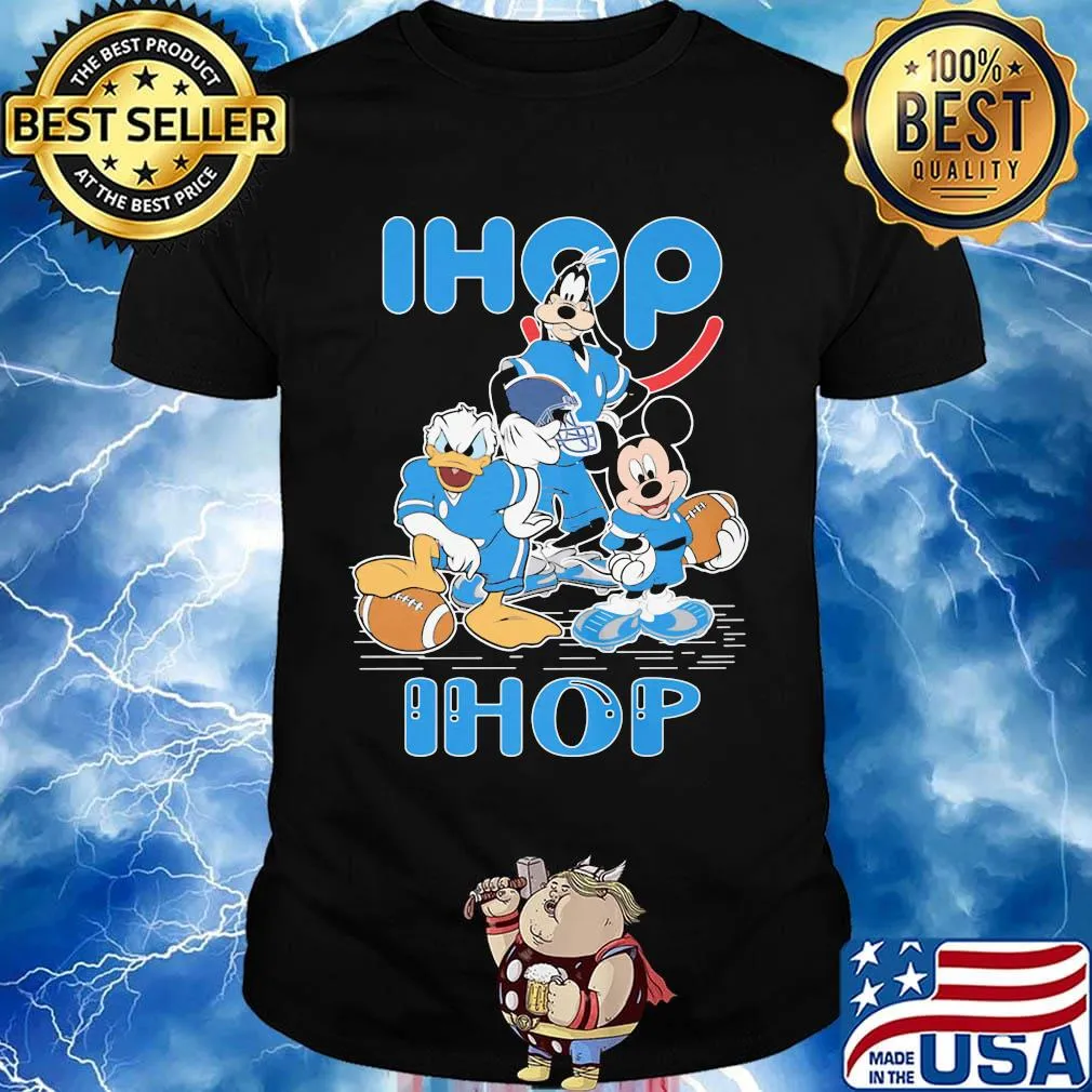 Goofy donald duck and mickey mouse football player ihop shirt