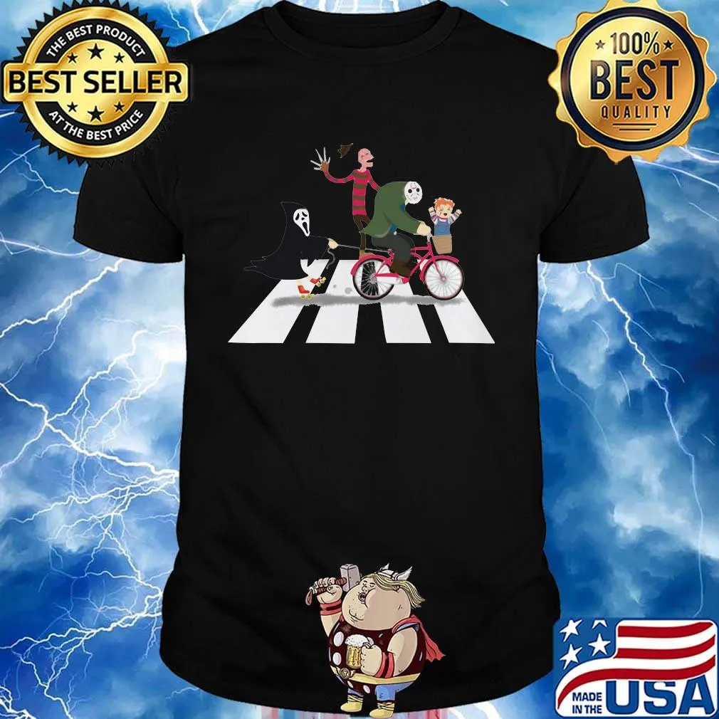 Halloween horror characters abbrey road shirt