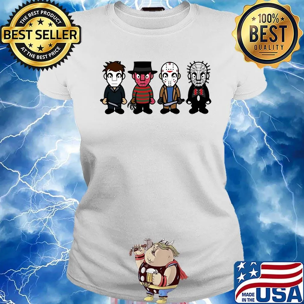 Halloween horror characters cartoon chibi s Ladies tee