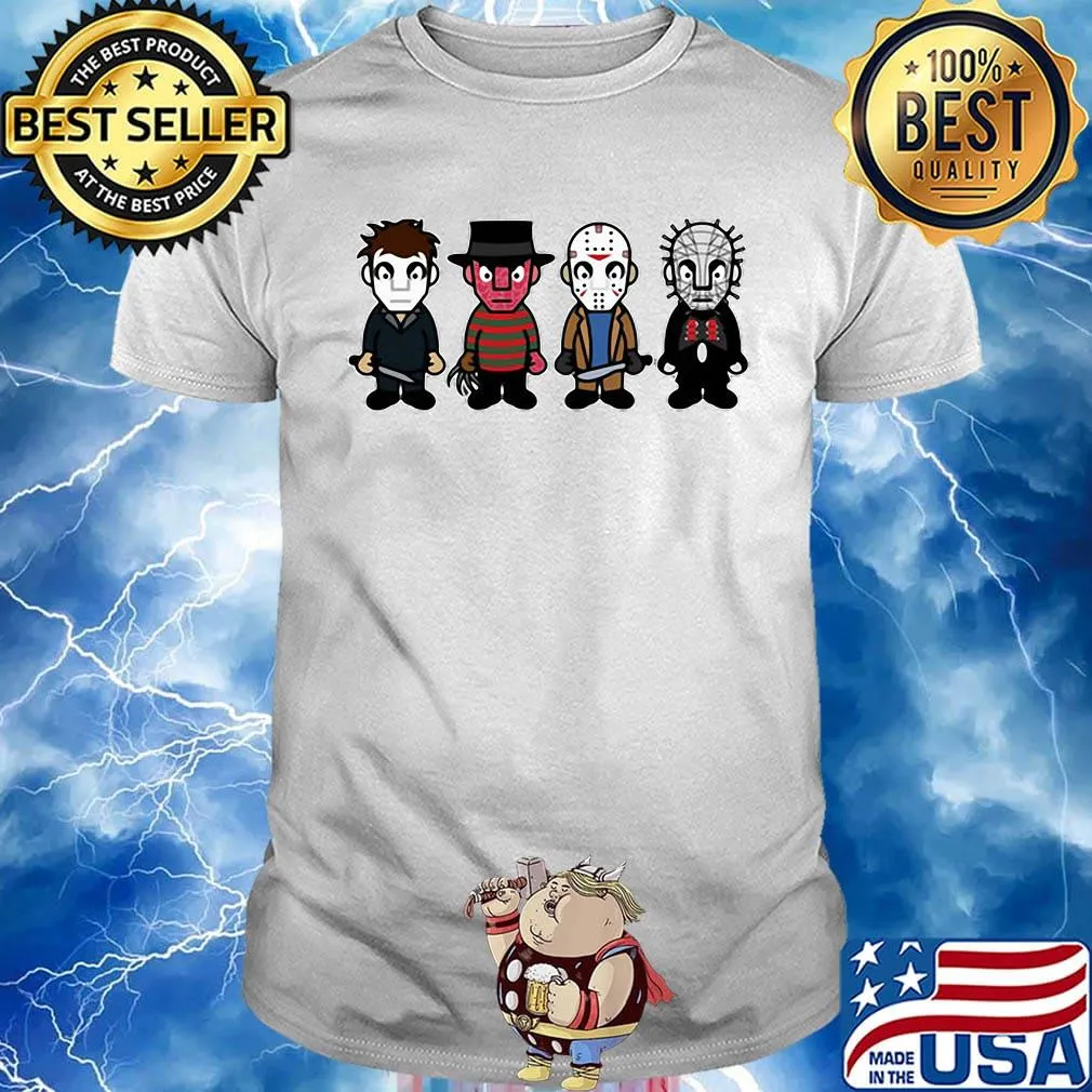 Halloween horror characters cartoon chibi shirt