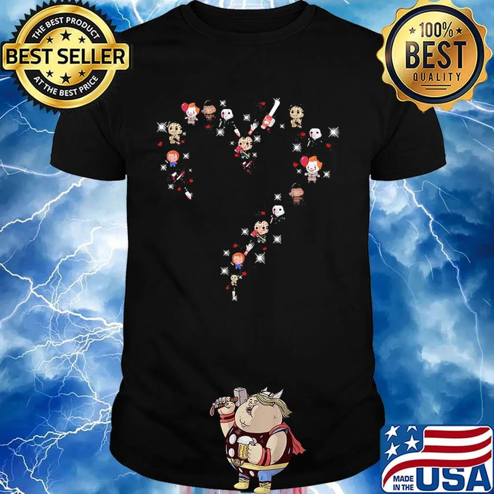 Halloween horror characters chibi heart shirt