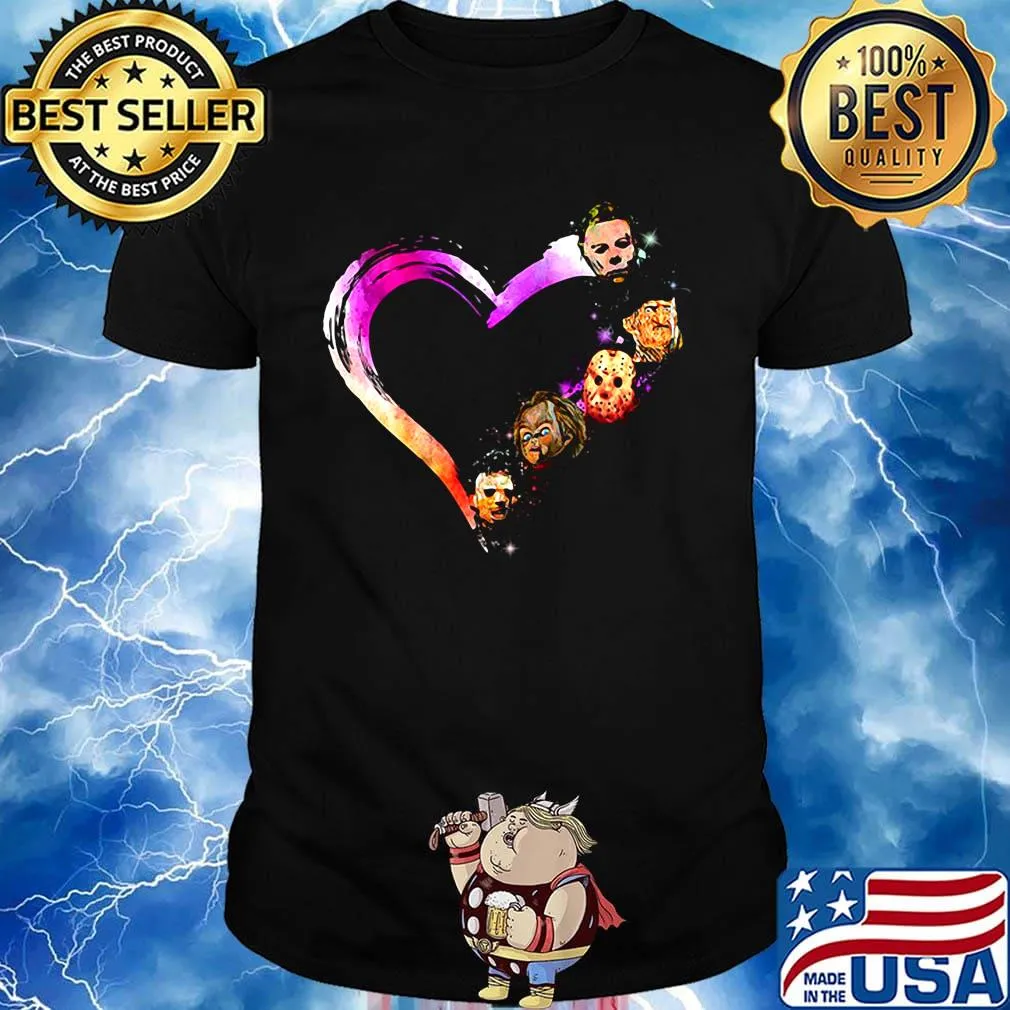 Halloween horror characters heart shirt
