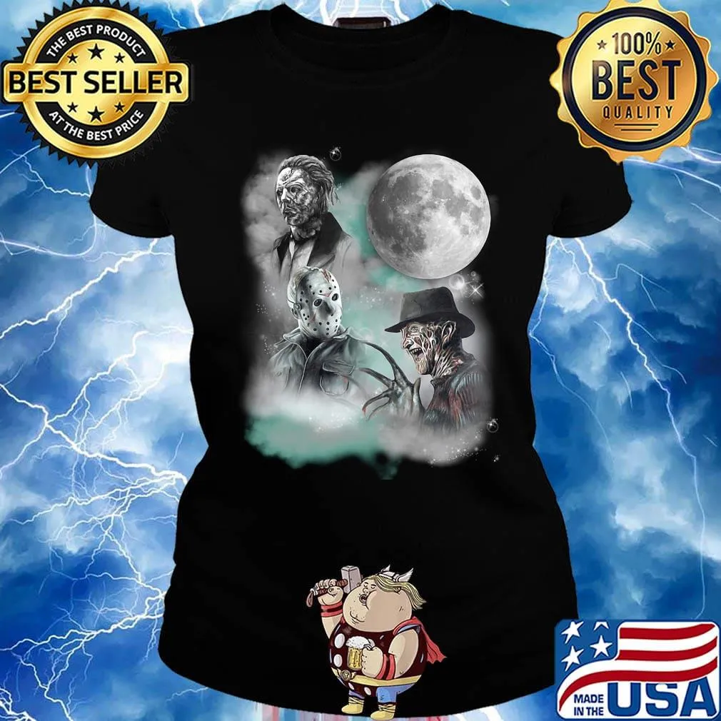 Halloween horror characters moon star s Ladies tee