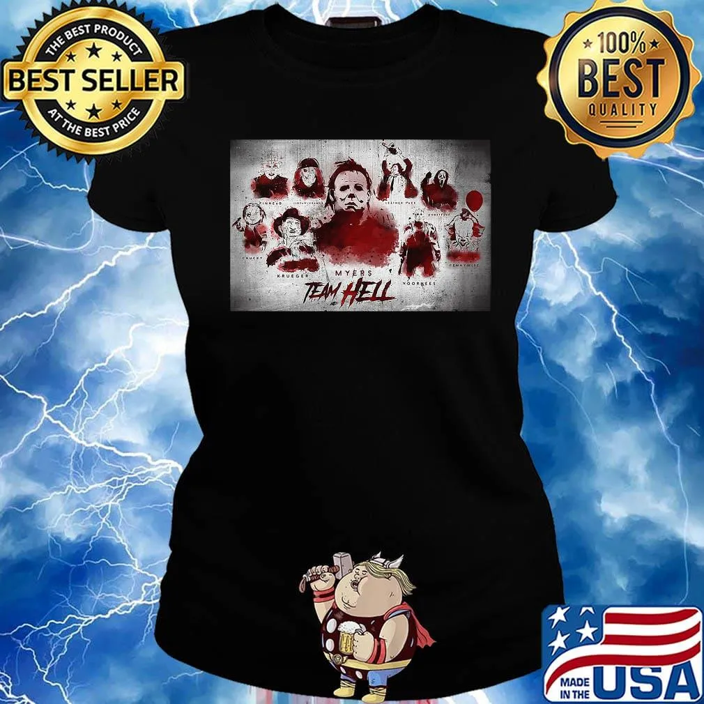 Halloween horror characters myers team hell s Ladies tee