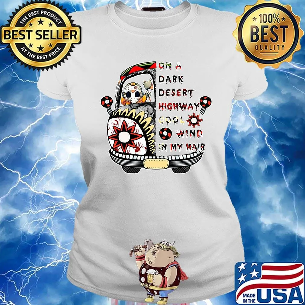 Halloween jason voorhees on a dark desert highway cool wind in my hair s Ladies tee