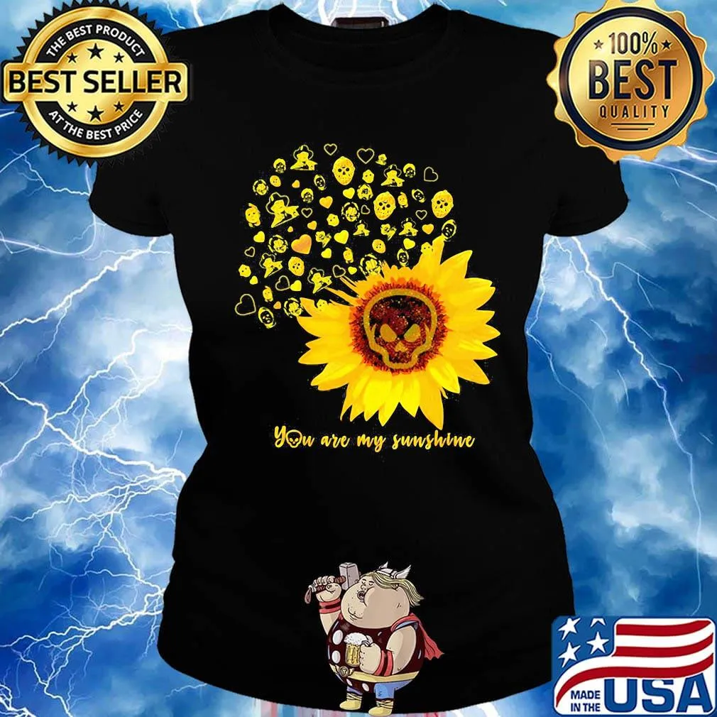 Halloween michael myers sunflower skull you are my sunshine hearts s Ladies tee
