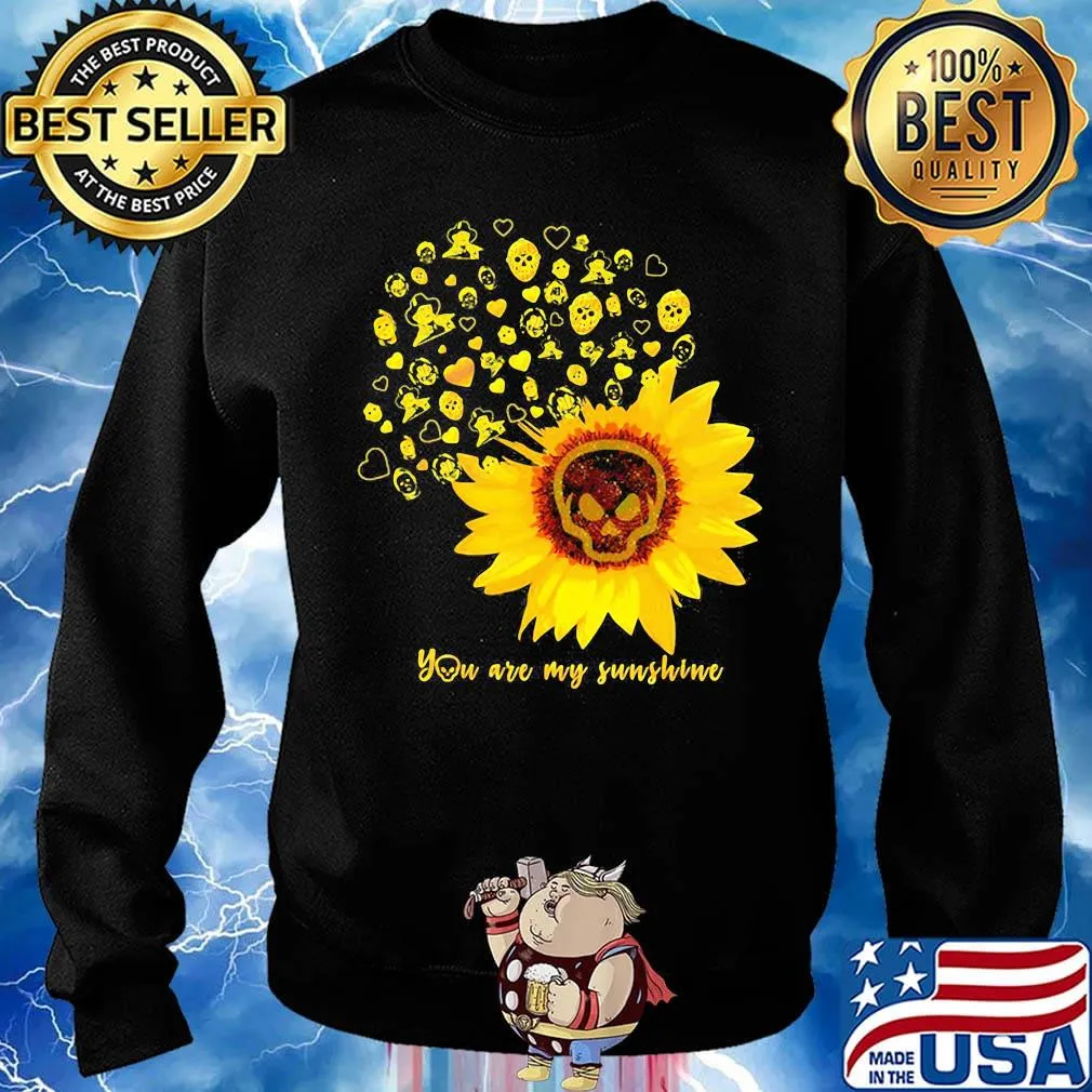 Halloween michael myers sunflower skull you are my sunshine hearts s Sweater