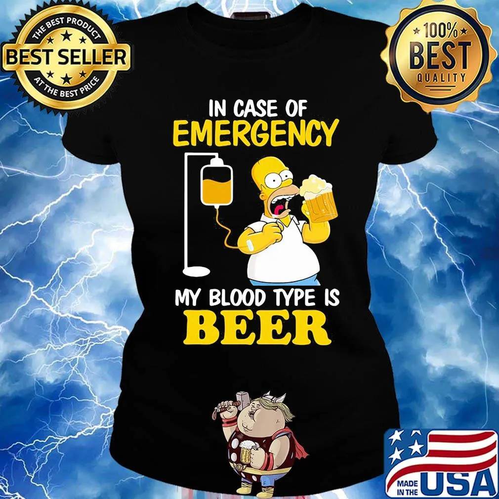 Homer simpson in case of emergency my blood type is beer s Ladies tee