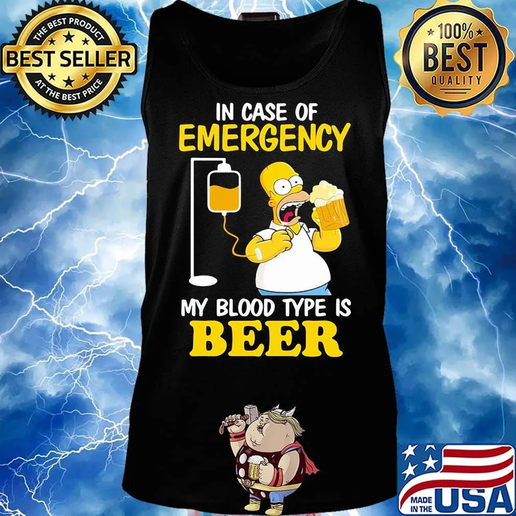 Homer simpson in case of emergency my blood type is beer s Tank top