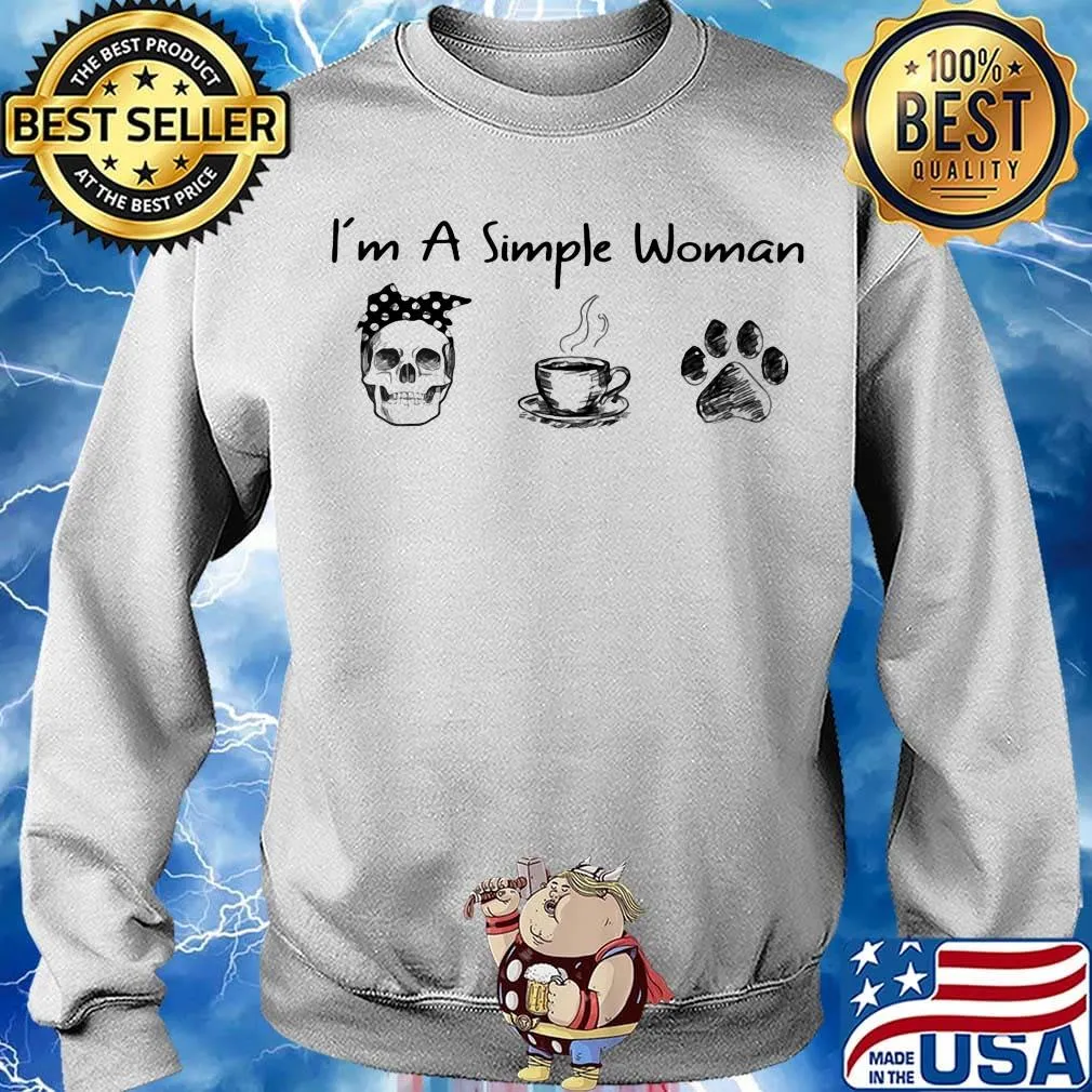 I'm a simple woman sugar skull coffee paw dog s Sweater