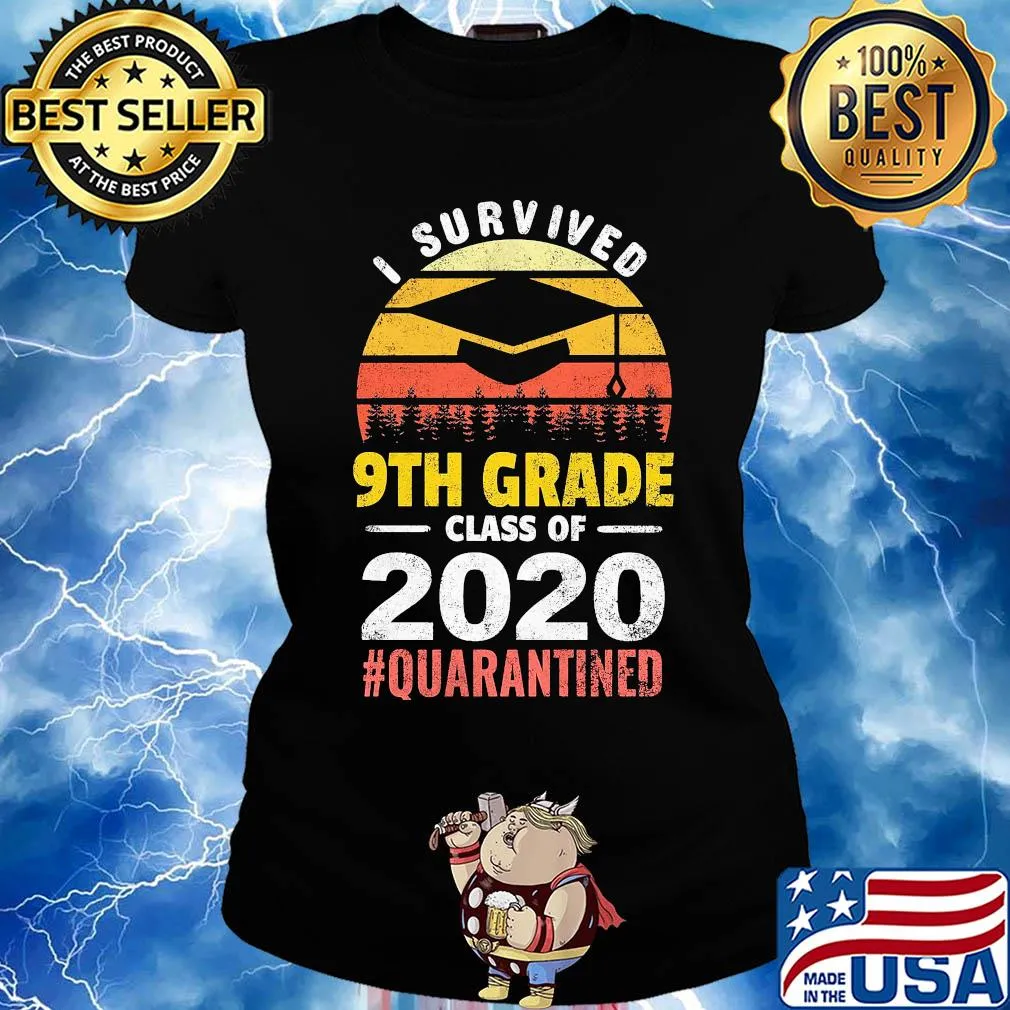 I survived 9th grade class of 2020 quarantined vintage retro s Ladies tee