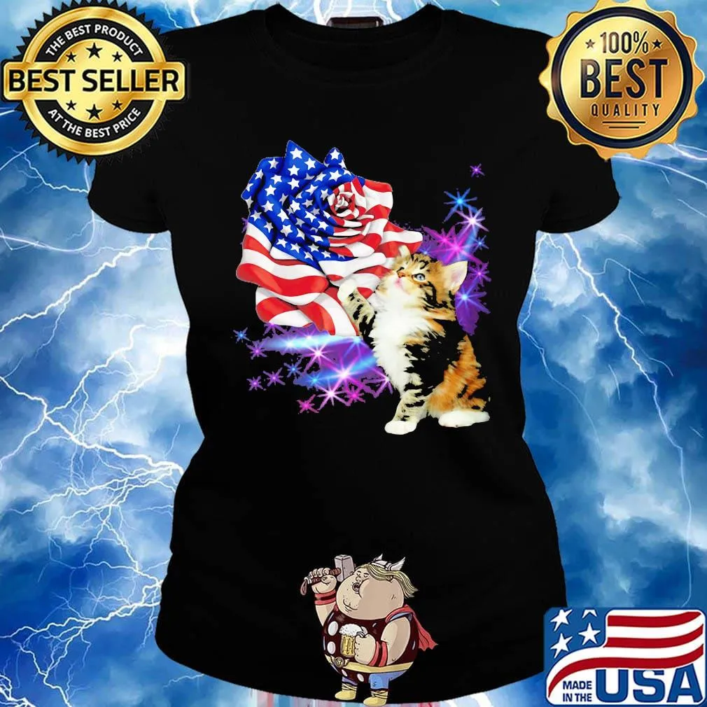 Independence day rose cat s Ladies tee