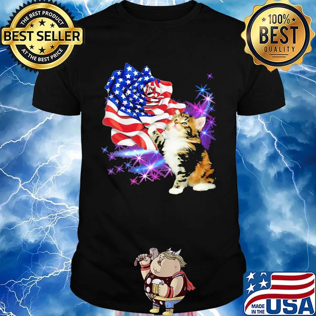 Independence day rose cat shirt