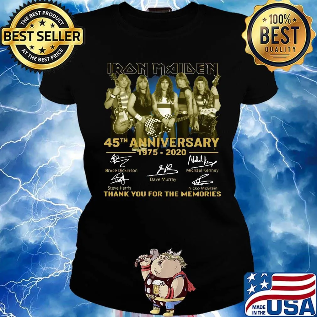 Iron maiden 45th anniversary 1975 2020 thank you for the memories signatures guitar s Ladies tee