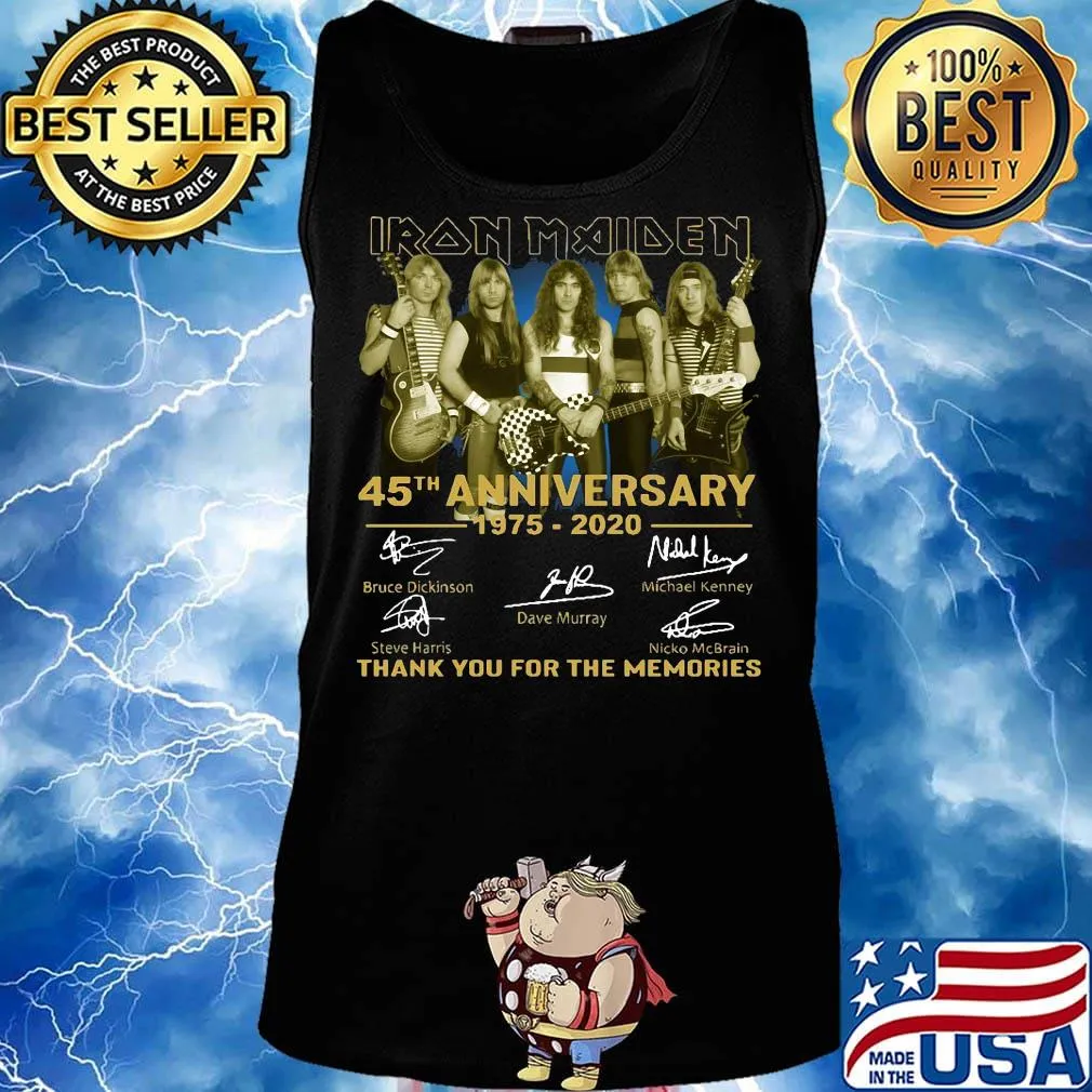 Iron maiden 45th anniversary 1975 2020 thank you for the memories signatures guitar s Tank top