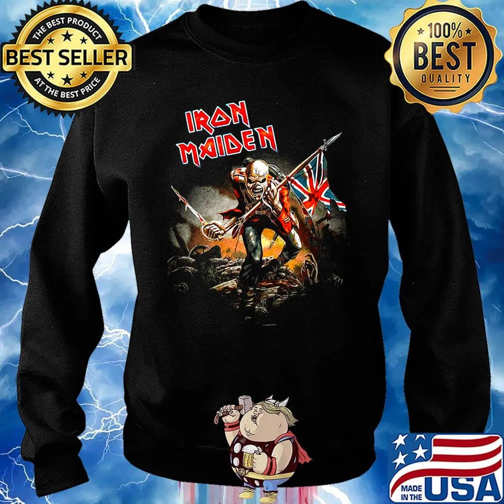 Iron maiden eddie the trooper british flag skeleton black s Sweater