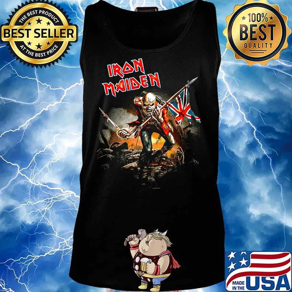 Iron maiden eddie the trooper british flag skeleton black s Tank top