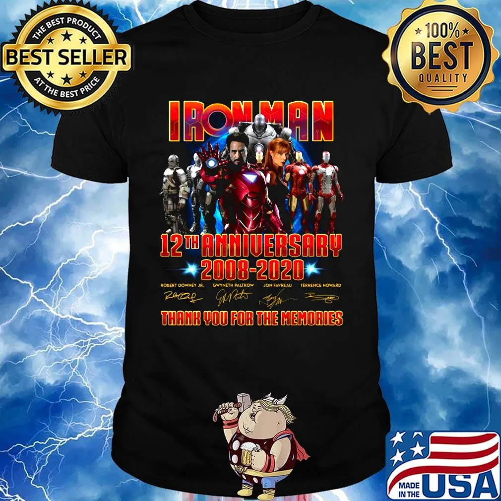 Iron man 12th anniversary 2008 2020 thank you for the memories signatures shirt