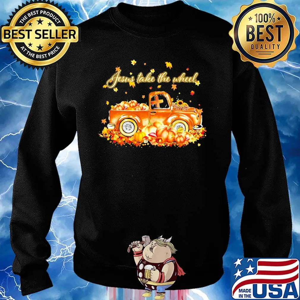 Jesus take the wheel car vintage maple leaves pumpkin shirt s Sweater