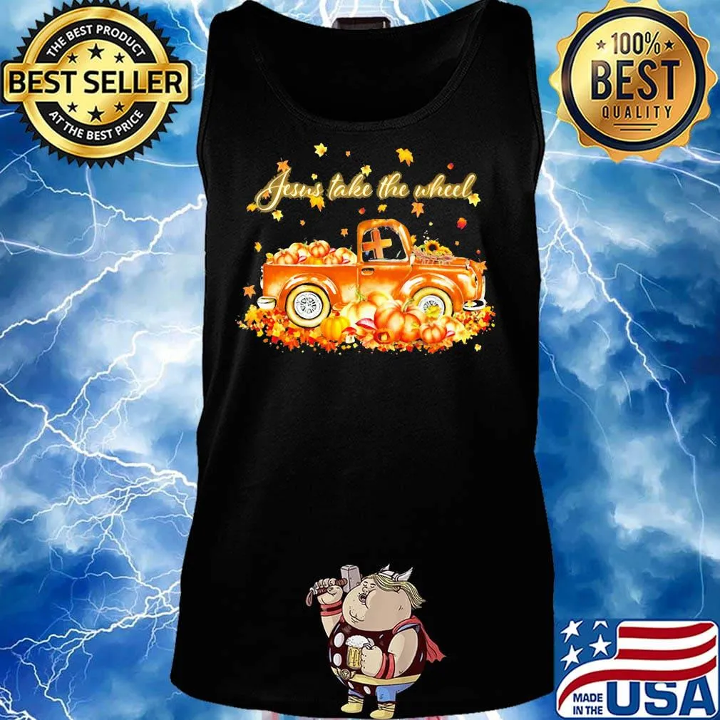 Jesus take the wheel car vintage maple leaves pumpkin shirt s Tank top