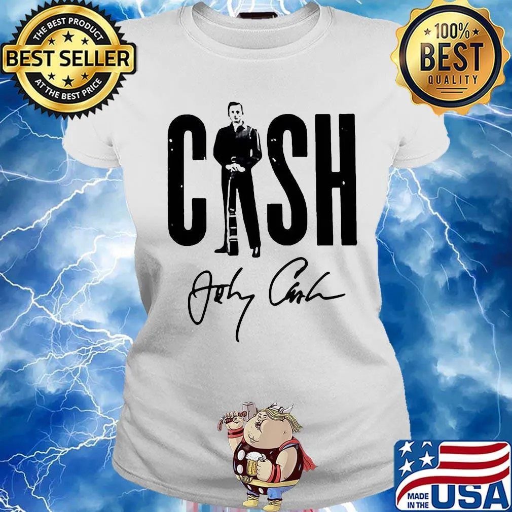 Johnny cash musician signature art s Ladies tee