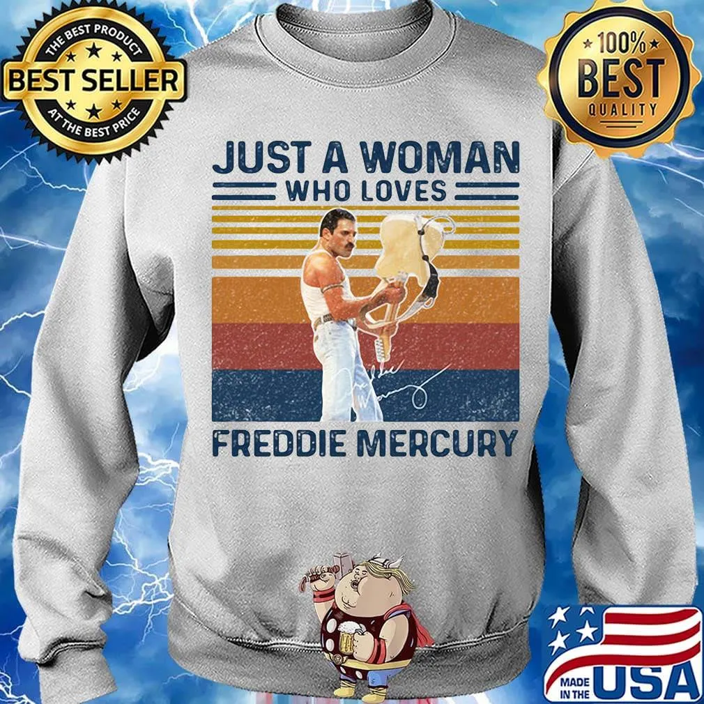 Just a woman who loves freddie mercury signature vintage retro s Sweater