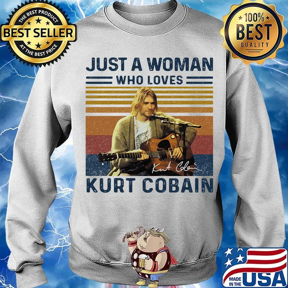 Just a woman who loves kurt cobain signature vintage retro s Sweater