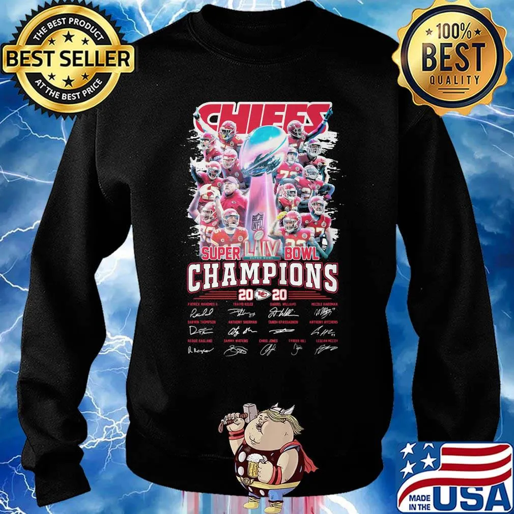 Kansas city chiefs football super liv bowl champios 2020 signatures s Sweater